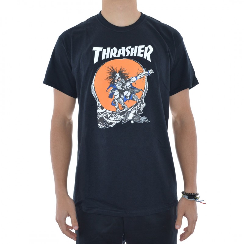 T-Shirt Thrasher Outlaw by Pushead - Preto